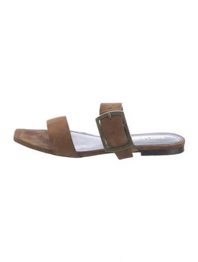 Pre-owned Saint Laurent Suede Slides In Brown