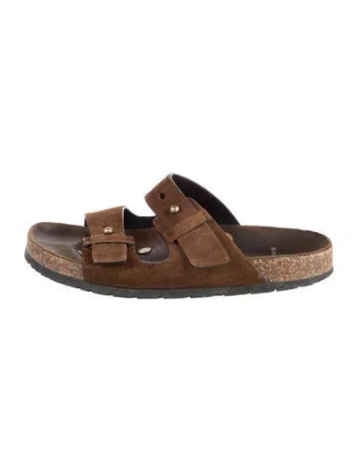 Pre-owned Saint Laurent Suede Slides In Brown