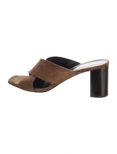 Pre-owned Saint Laurent Suede Slides In Brown