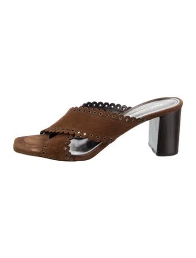 Pre-owned Saint Laurent Suede Slides In Neutral