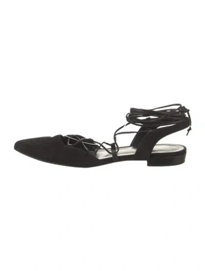 Pre-owned Saint Laurent Suede Slingback Flats In Black