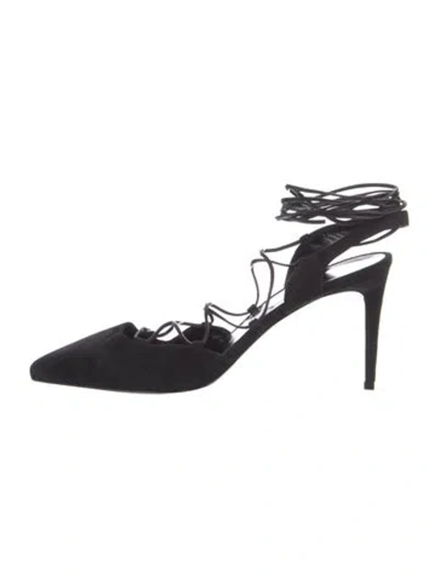 Pre-owned Saint Laurent Suede Slingback Pumps In Black