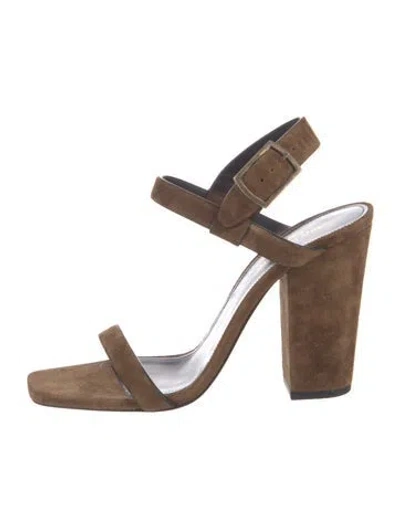 Pre-owned Saint Laurent Suede Slingback Sandals In Brown