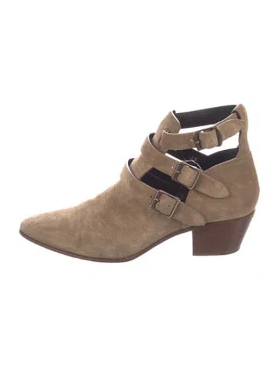 Pre-owned Saint Laurent Suede Slingback Sandals In Neutral