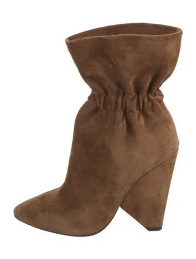 Pre-owned Saint Laurent Suede Slouch Boots In Brown