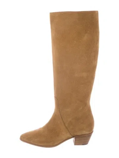 Pre-owned Saint Laurent Suede Slouch Boots In Brown
