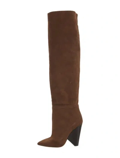 Pre-owned Saint Laurent Suede Slouch Boots In Brown