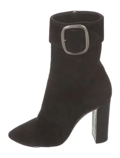 Pre-owned Saint Laurent Suede Sock Boots In Black
