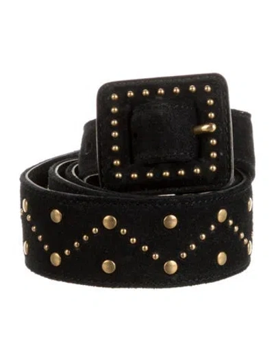 Pre-owned Saint Laurent Suede Studded Accents Belt In Black