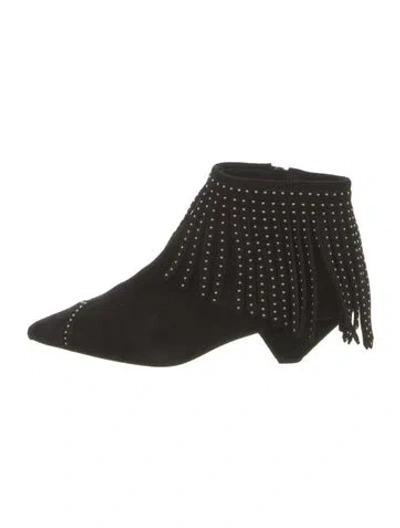 Pre-owned Saint Laurent Suede Studded Accents Boots In Black