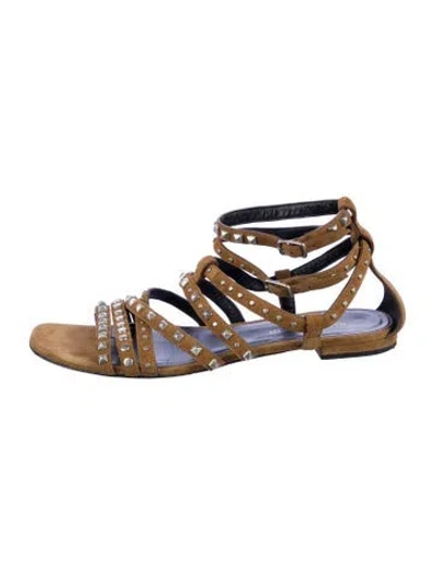 Pre-owned Saint Laurent Suede Studded Accents Gladiator Sandals In Multi
