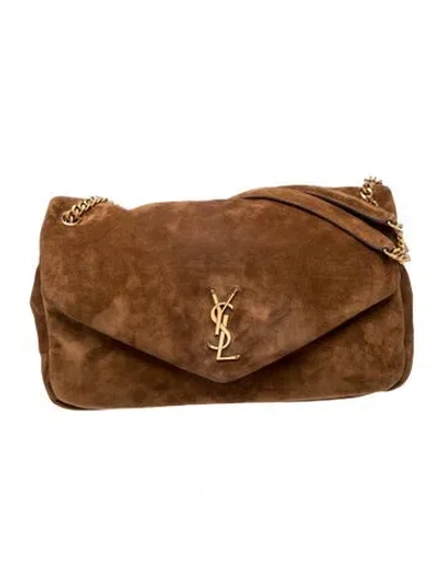 Pre-owned Saint Laurent Suede Suede Envelope Bag Large 2025 In Brown
