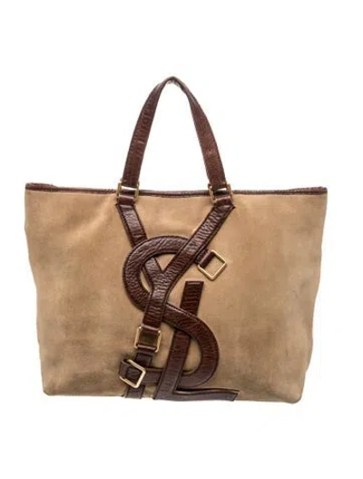 Pre-owned Saint Laurent Suede Tote In Brown