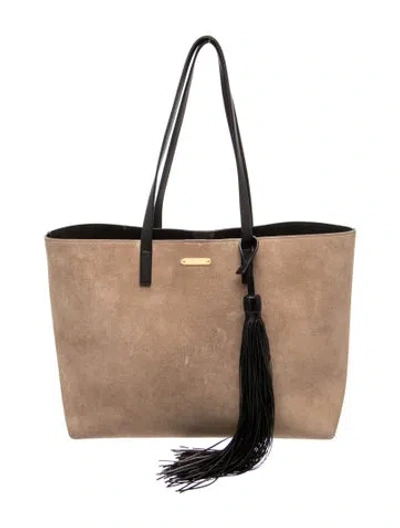 Pre-owned Saint Laurent Suede Tote East West In Brown