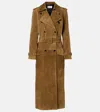 Saint Laurent Double Breasted Belted Trench Coat In Brown