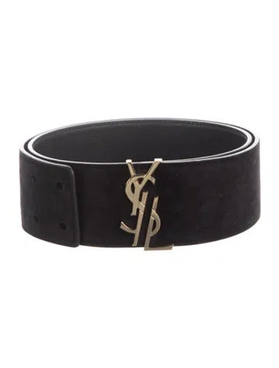 Pre-owned Saint Laurent Suede Waist Belt In Black