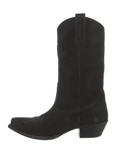 Pre-owned Saint Laurent Suede Western Boots In Black