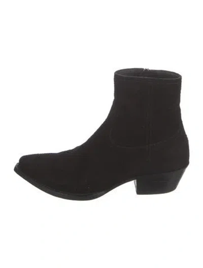 Pre-owned Saint Laurent Suede Western Boots In Black
