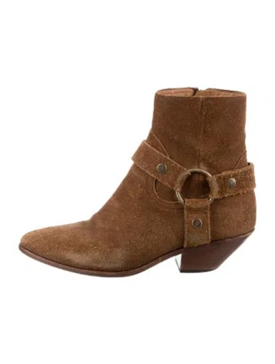 Pre-owned Saint Laurent Suede Western Boots In Brown