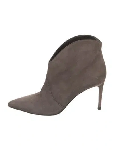 Pre-owned Saint Laurent Suede Western Boots In Gray