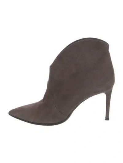 Pre-owned Saint Laurent Suede Western Boots In Gray