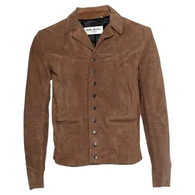 Pre-owned Saint Laurent , Suede Western Jacket In Cognac 2019 In Brown