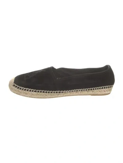 Pre-owned Saint Laurent Suede Whipstitch Trim Espadrilles In Black