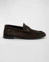 SAINT LAURENT SUEDE YSL PENNY LOAFERS