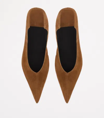 Saint Laurent Suede Zaza Ballet Flats In Brown