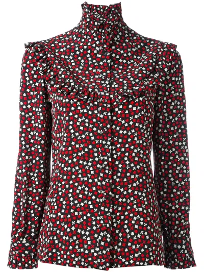 Saint Laurent Chic Stand Up Collar Blouse For Women In Multi