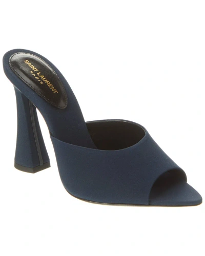 Saint Laurent Suite 105 Silk Mule In Blue