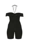 Saint Laurent Halterneck Cold-shoulder Playsuit In 1000