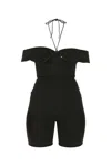Saint Laurent Halterneck Playsuit With Crystals In Black