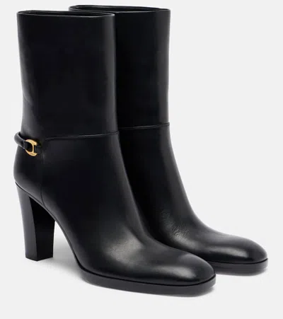 Saint Laurent Sulpice 80 Leather Ankle Boots In Black