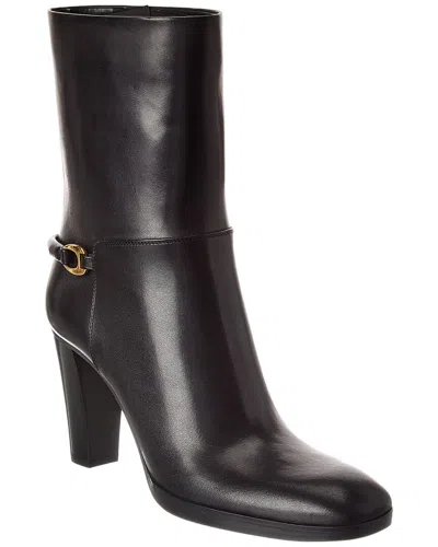 Saint Laurent Sulpice 80 Leather Bootie In Black