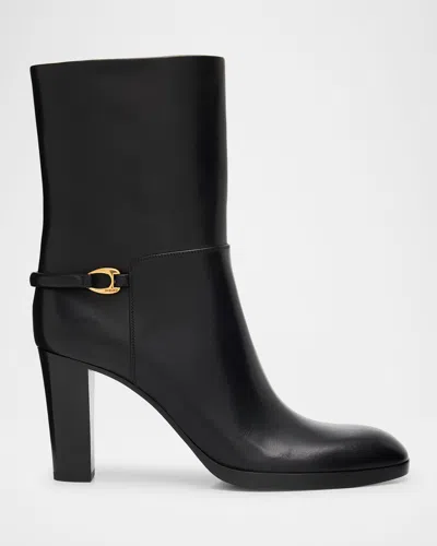Saint Laurent Sulpice Smooth Leather Booties In Black