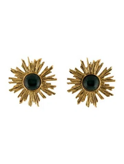 Pre-owned Saint Laurent Sun Clip-on Earrings In Green