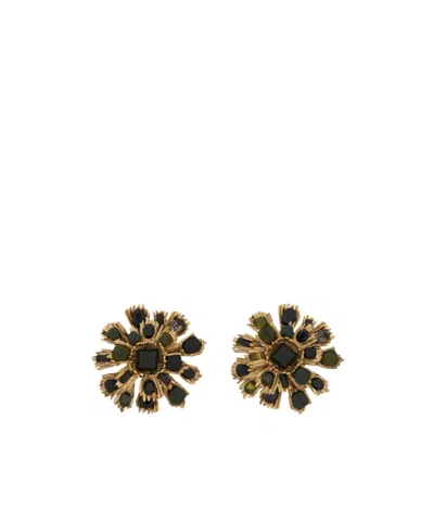 Saint Laurent Sunburst Earrings In Resin And Glass In Multi