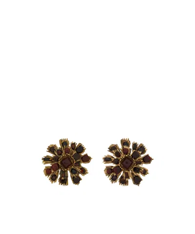 Saint Laurent Sunburst Earrings In Resin And Glass In Orange
