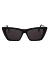 Saint Laurent Black Sl 276 Square Cat-eye Sunglasses In 001 Black Black Grey