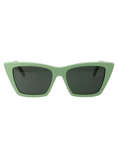 Saint Laurent Sunglasses In 001 Green Green Grey