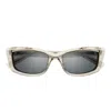 Saint Laurent Logo Acetate Cat-eye Sunglasses In 003 Beige Beige Silver
