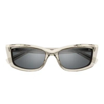Saint Laurent Sunglasses In 003 Beige Beige Silver