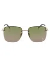 Saint Laurent Eyewear Square Frame Sunglasses In 003 Gold Gold Green