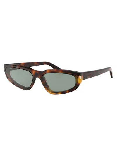 Saint Laurent Sunglasses In 003 Havana Havana Green