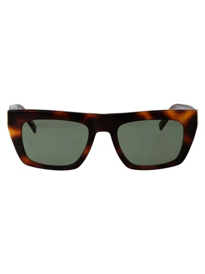 Saint Laurent Sunglasses In 003 Havana Havana Green
