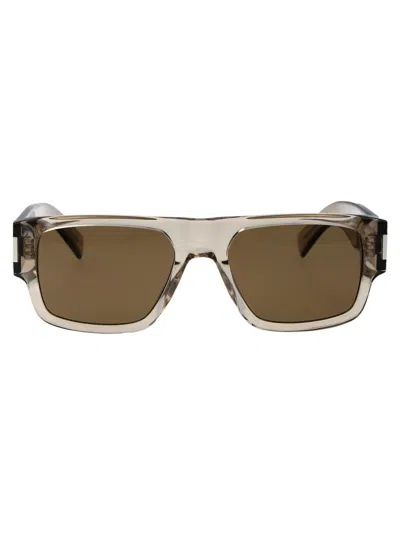 Saint Laurent Sunglasses In 004 Beige Beige Brown