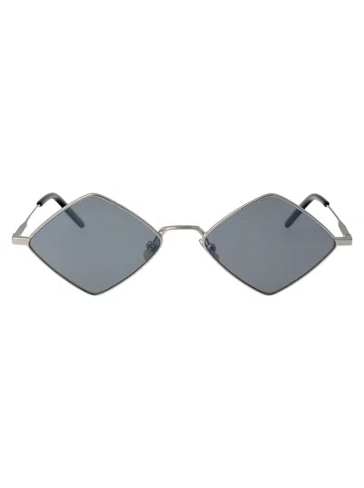 Saint Laurent Eyewear Lisa Diamond Frame Sunglasses In 010 Silver Silver Silver