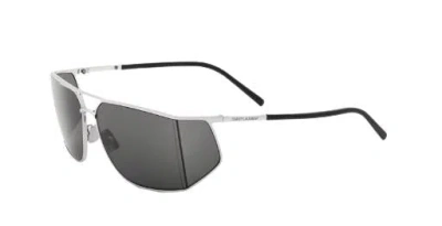 Saint Laurent Adjustable Metal Frame Sunglasses With Dark Lenses In Gray