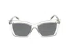 Saint Laurent Sl 737 Mica Thin Linea Sl Logo 004 Beige Silver Sunglasses In Beige Beige Silver